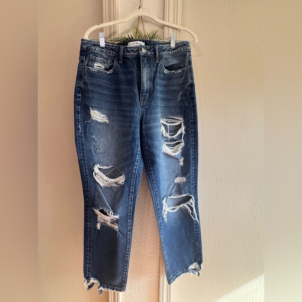 Flying monkey Women's Distressed High-Rise Jeans